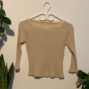 Urban Outfitters lace trim pointelle top